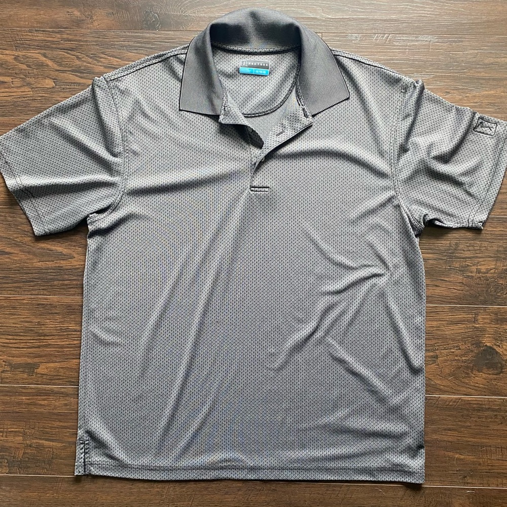 PGA Tour Gray Polo Shirt Moisture-Wicking Short Sleeves